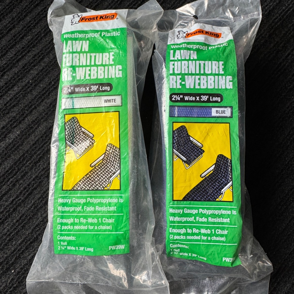 Frost King Lawn Furniture Re-Webbing 2.25in x 39ft White and Blue PW39W PW39B